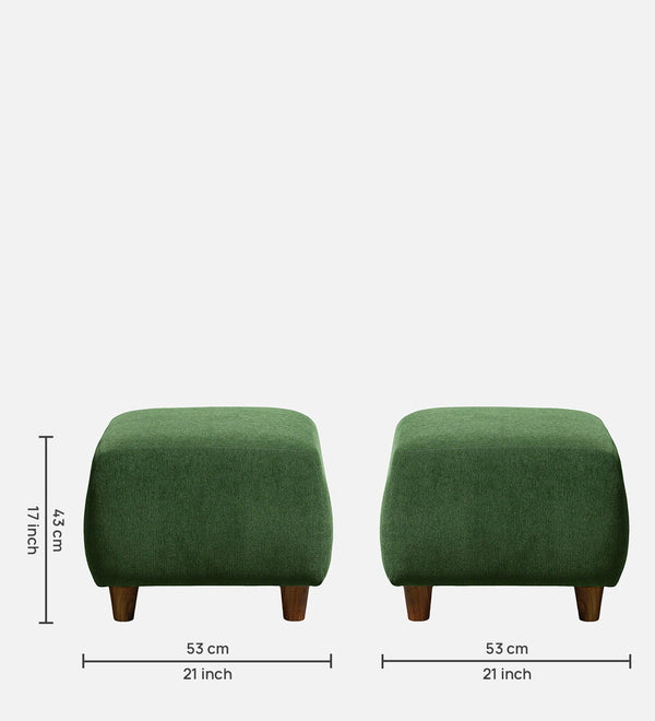 Modern Solid Wood Ottoman in Avocado Green Colour