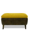 Modern Solid WoodOttoman in Walnut & Yellow Colour
