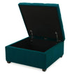 Modern Solid Wood Ottoman in Sea Green Colour