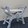 Indigo Roman Style Bone Inlay Ottoman