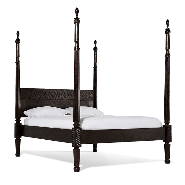 Imperial Solid Wood Poster Bed In Walnut Finish