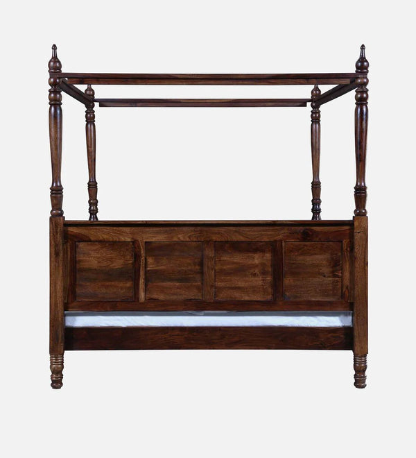Royal Sheesham Wood Poster Bed In Provincial Teak Finish