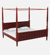 Rao Traditional Sheesham Wood Poster Bed In Honey Oak Finish