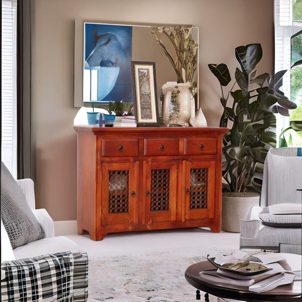 Modern Olive Solid Mango Wood Buffet Sideboard