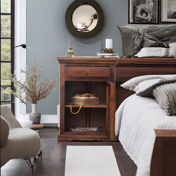 Rajasthani Hand - Carved Classic Bedside Table