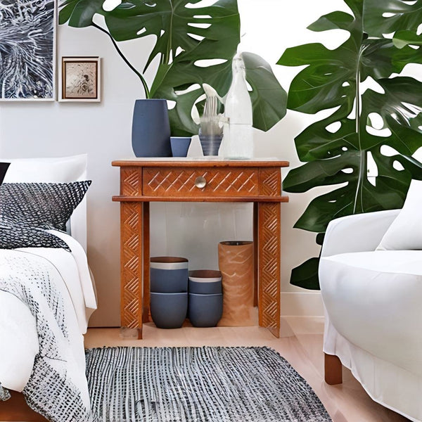 Modern Senna Solid Mango Wood Nightstand Bedside Table