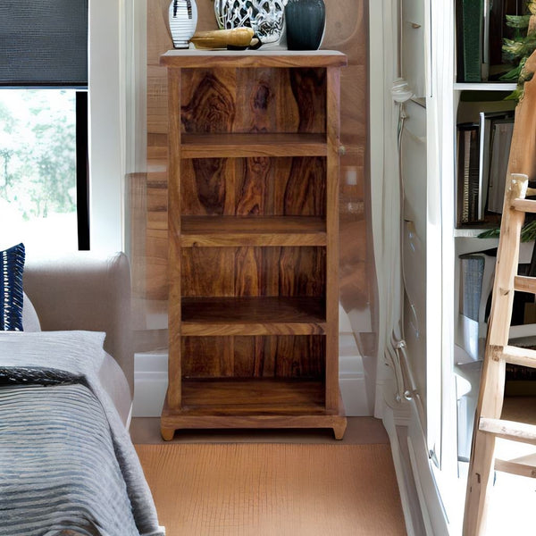 Modern Mehran Contemporary Classy Sheesham Wood Walnut Mini Bookshelf
