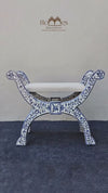 Indigo Roman Style Bone Inlay Ottoman