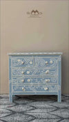 Blue Toki Bone Inlay Chest of 5 Drawers