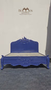 Colonial Solid Wood Carved Bed in Black Finish