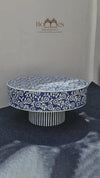 Indigo Floral Bone Inlay Round Coffee Table