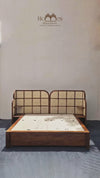Berlin Rattan Solid Wood Bed With Sidetables – All Sizes