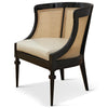 Modern Rattan Solid Wood Leatherette Wing Chair - Black Finish