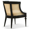 Modern Rattan Solid Wood Leatherette Wing Chair - Black Finish