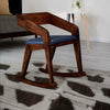 Modern Solid Wood Rocking Chair in Brown & Dark Blue Colour