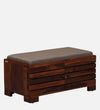 Shoe Rack with Seating In Honey Oak Finish With Biege Cushioned Chair