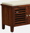 Wooden Shoe Rack With Seating In Honey Oak Finish