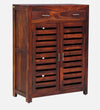 Classic Sheesham Wood Shoe Cabinet In Honey Oak Finish
