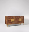 Modern Mango Wood Light Walnut Finish Sideboard