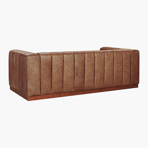 Modern Channeled Saddle Leatherette Sofa