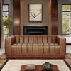 Modern Channeled Saddle Leatherette Sofa