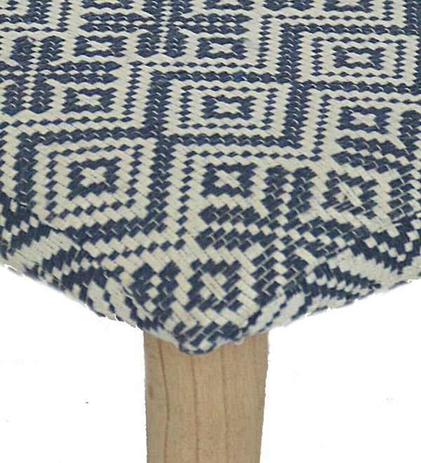 Classic Solid Sheesham Wood and Fabric Foot Stool