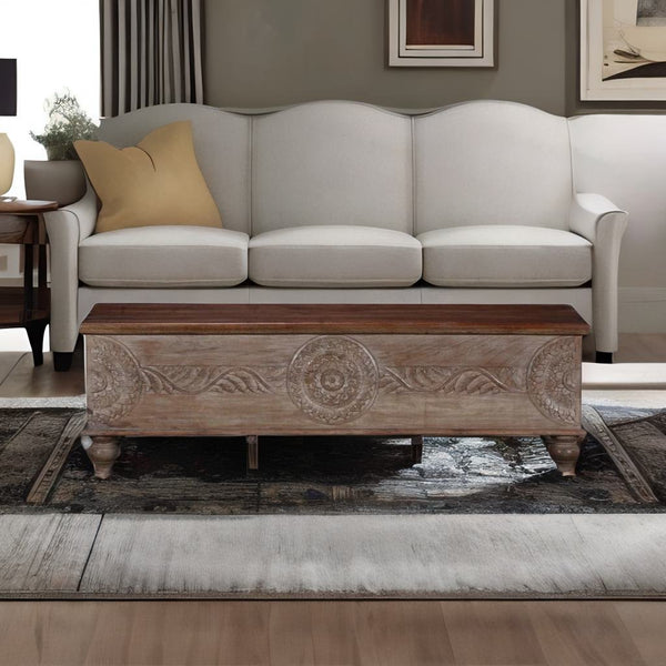 Modern Solid Wood Linen Trunk in Distress Finish