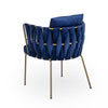 Fancy Metal & Velvet Patio Chair - Royal Blue Finish
