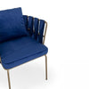 Fancy Metal & Velvet Patio Chair - Royal Blue Finish