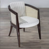 Classic Rattan Solid Wood Leather Arm Chair - Grey Finish