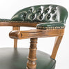 Traditional Solid Wood Leather Arm Chair - Green Finish