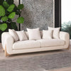 Modern Curve Solid Wood 3 Seater Fabric Sofa - White Finish
