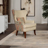 Royal Fabric Wing Chair In Beige Floral Colour