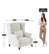 Classic Fabric Wing Chair in Off-White Colour
