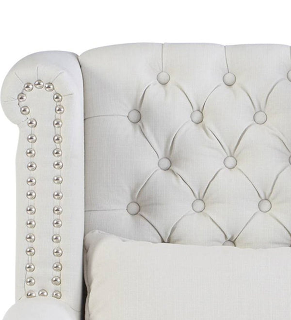 Classic Fabric Wing Chair in Off-White Colour