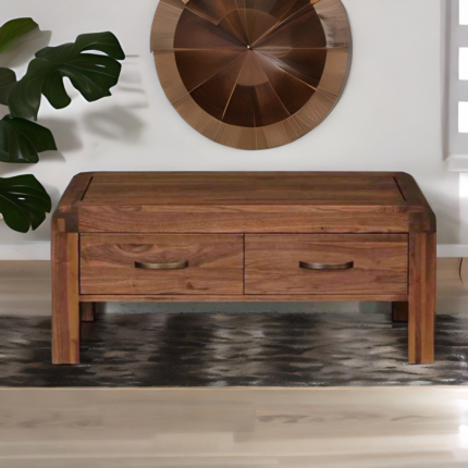drawer coffee table, sheesham wood coffee table