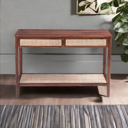 wood console table with drawers, wooden drawer console table