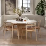 Solid Wood Base 6 Seater Dining Set With Chairs