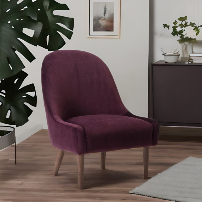 fabric accent chair, wooden accent chair