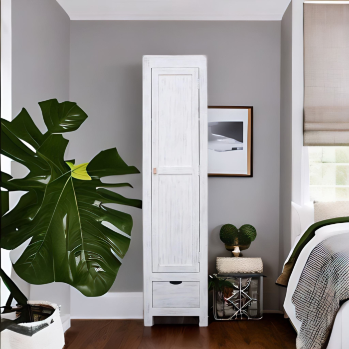 single door wardrobe, acacia wood cabinet