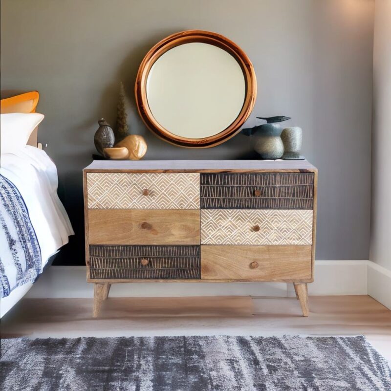 teak wood chest of drawers, chest of 6 drawers