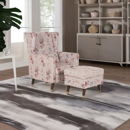 fabric ottoman, fabric chair