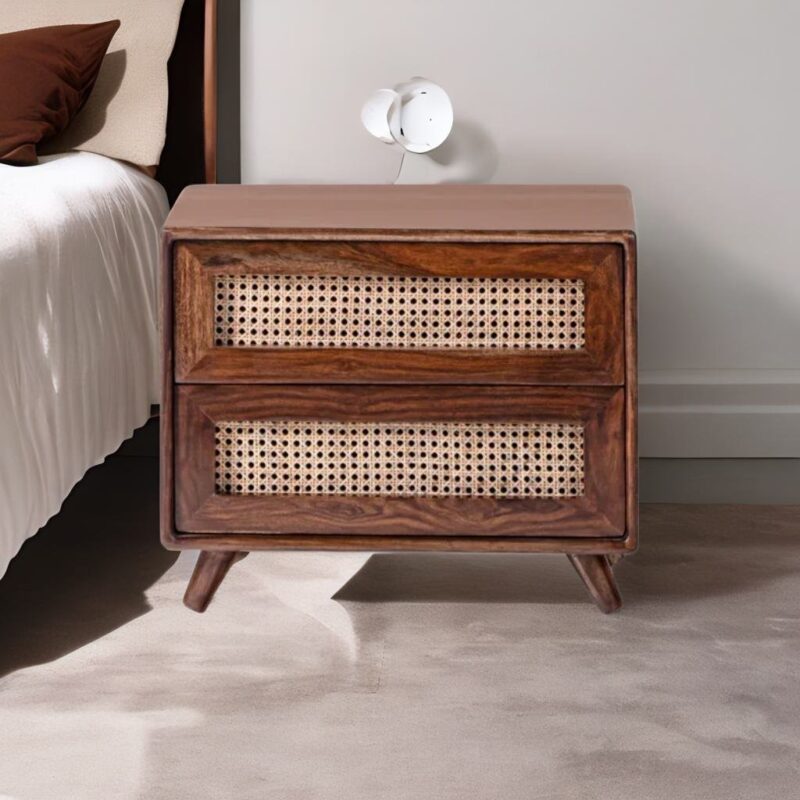 Solid Wood Brown Finish Bedside Table