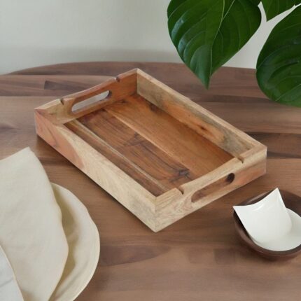 rectangular wooden tray, rectangular tray