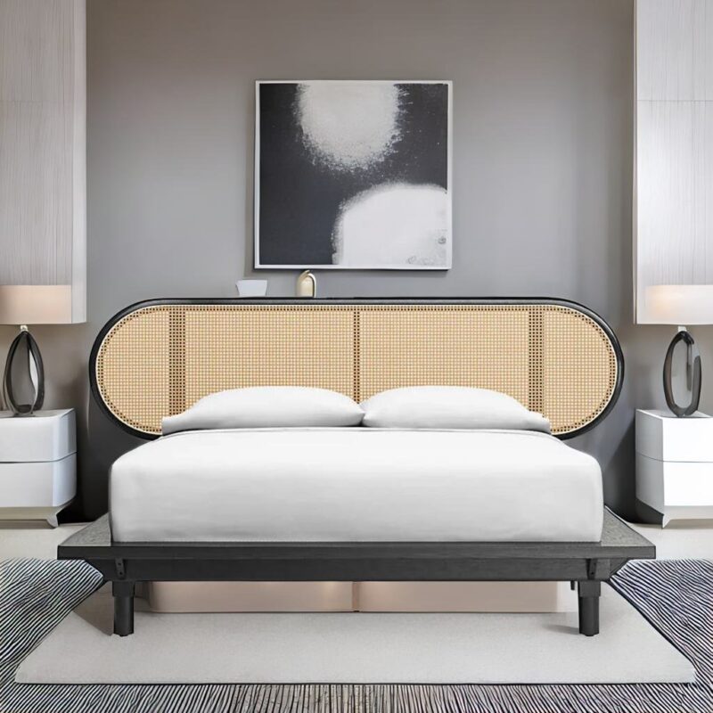 Rattan Modern Solid Wood Cane Bed