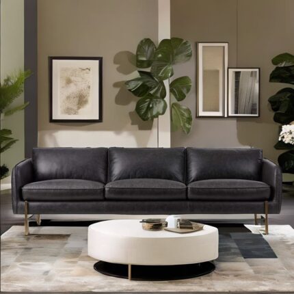 Modern Black Leather Sofa