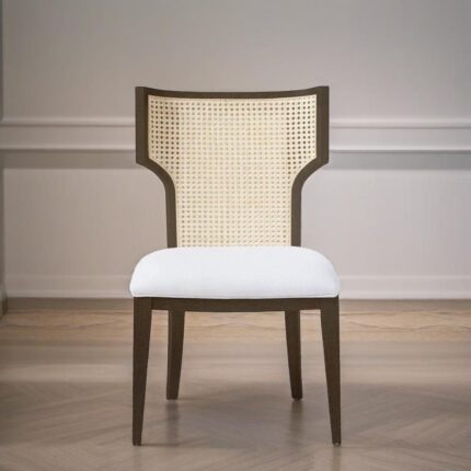 Rattan Cane Solid Wood Black Chair