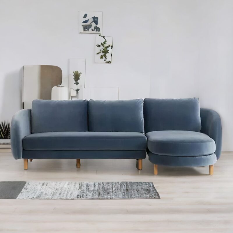 Modern Curved Velvet Sofa