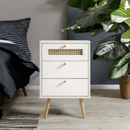solid wood white bedside table