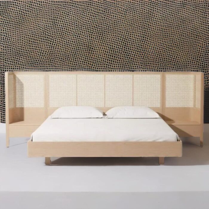 rattan bed with side table